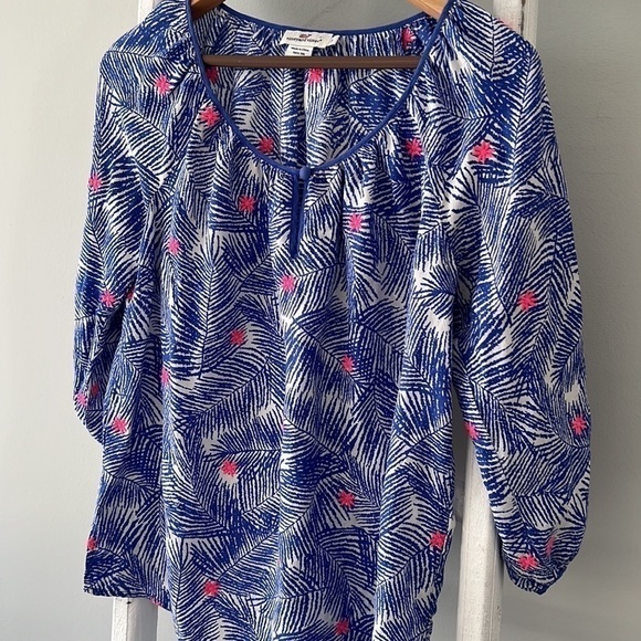 VINEYARD vines 100 silk palm floral embroidered pullover top size small - Picture 5 of 8